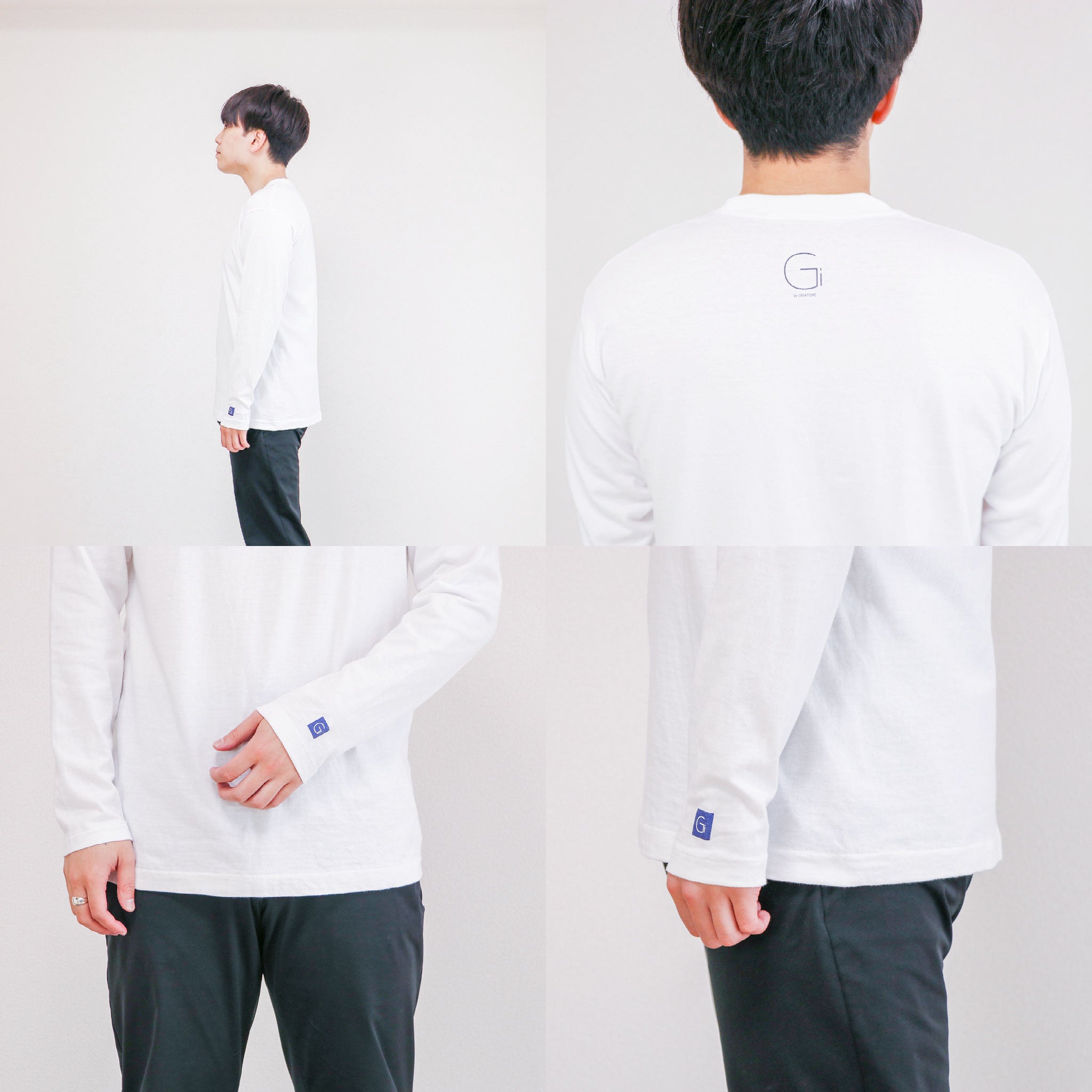 Gi 長袖Tシャツ ロンT 日本製 White 綿100% 国産 在庫限り